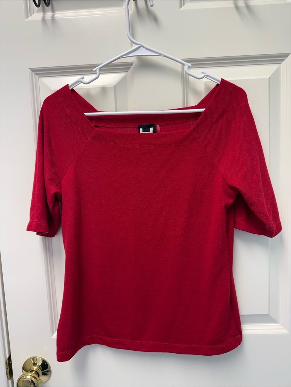 H by bordeaux Ribbed Knit Square Neck Top - Size M